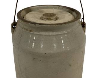 1358 - Vintage Crock w/ Lid & Handle 12 x 8
