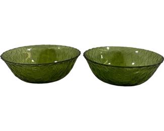 419 - 2 Indiana Glass Basket Weave Bowls, 9" round
