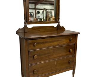 2039 - Vintage 3 Drawer Dresser w/ Mirror 66 x 36 x 17
