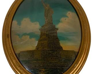 1379 - Framed Bubble Glass Statue of Liberty 22 x 16
