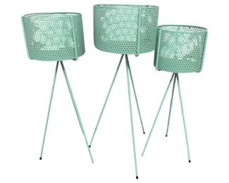 2441 - 3 Aqua Metal Plant Stands 27 x 9 graduated size

