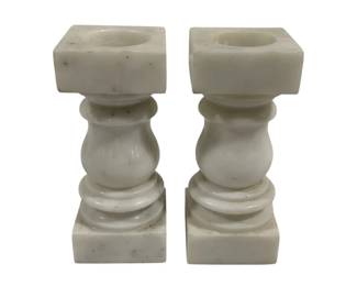 187 - Pair Marble Candleholders 6"
