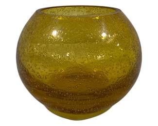 464 - Vintage Amber Ball or Bubble Vase 6 x 6
