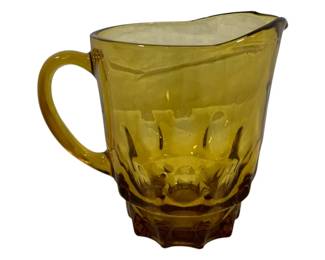 496 - Hazel Atlas Amber Glass Pitcher 7"
