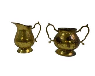 366 - Brass Creamer & Sugar 4"
