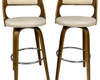 2262 - Pair Cecina Curved Frame Swivel Barstools 40 x 19 x 17
