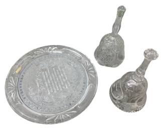 2114 - 2 Glass Bells & Platter
