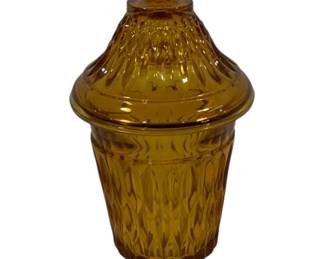 556 - Amber Indiana Glass Mount Vernon Jar 10.5"
