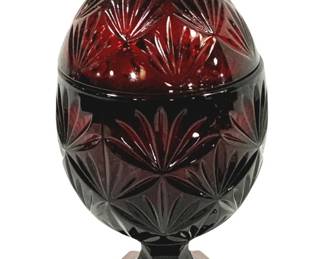 604 - Cristal D'Arques Red Covered Egg Dish 9"
