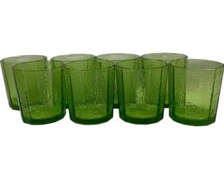 539 - 8 Avocado Green Lowball Glasses 3.5"
