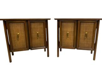 2257 - Pair Mid-Century Walnut Floating Stands 25.5 x 26 x 16
