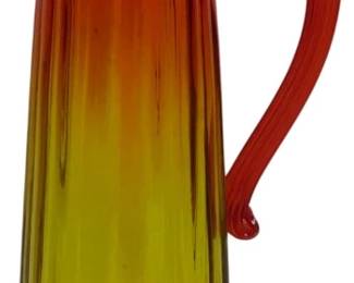 3225 - Blenko Art Glass Amberina Pitcher Vase 14.5"
