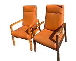 3314 - Pair High Back Mid-Century Lounge Chairs