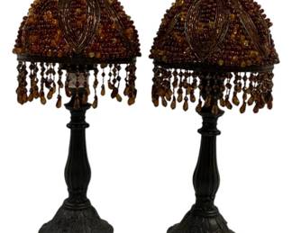 434 - Pair of Matching Night Table Lamps - 14" tall used as-is electric/electronic/mechanical item - no guarantee all components, untested
