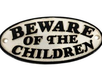 2200 - Cast Iron Beware of Children Sign 3 x 7
