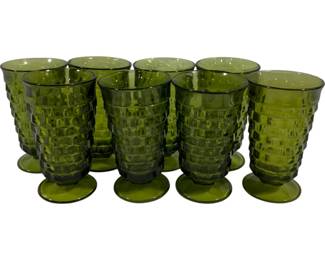 440 - 8 Whitehall Green Glass Tumblers - 6" tall
