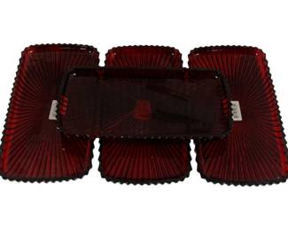 842 - 4 Mikasa Cranberry Celebrations Trays 14 x 7.5
