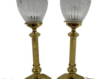 705 - Pair 16" Buffet Lamps used as-is electric/electronic/mechanical item - no guarantee all components, untested
