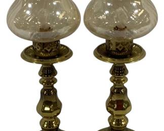 844 - Pair Hurricane Lamps 14" used as-is electric/electronic/mechanical item - no guarantee all components, untested

