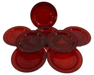 783 - 8 Vintage Ruby Red Plates 7.5"
