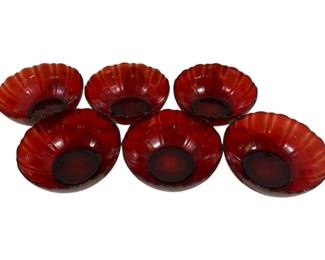 843 - 6 Arcoroc Red Bowls 8"
