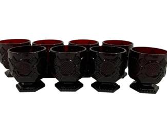 1400 - 8 Avon Ruby Red Cape Cod Glasses 4"
