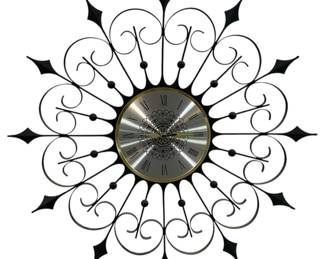 1255 - Elgin Metal Starburst Wall Clock 25" used as-is electric/electronic/mechanical item - no guarantee all components, untested
