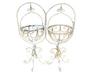 1596 - Pair Wire Metal Hanging Planters 42 x 15
