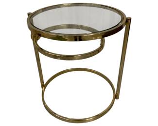 2362 - Brass Swivel Ring Table 22" needs glass for swivel ring
