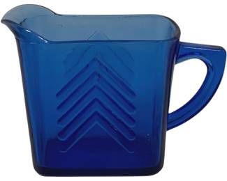 1635 - Hazel Atlas Cobalt Blue Chevron Pitcher 4 x 6
