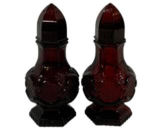 1386 - Pair Avon Ruby Red Salt & Pepper Shakers 5"
