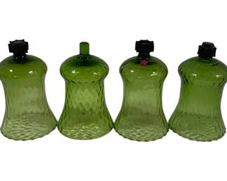 876 - 4 Green Glass Globes 5"
