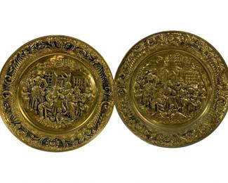 1100 - 2 Brass Wall Chargers, Molded, 14.5"
