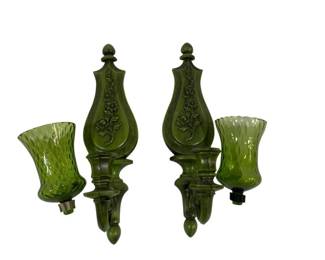 369 - Avocado Pair Wall Sconces 14"
