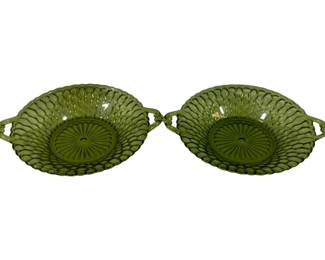817 - 2 Indiana Glass Honeycomb Bowls 7.75"
