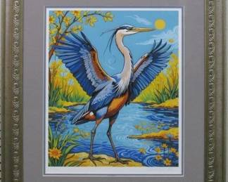 9007 - GREAT BLUE HERON BY JOHN J AUDUBON 24.5 X 28.5
