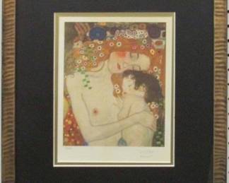 9054 - MOTHER AND CHILD PRINT BY GUSTAV KLIMIT 19 X 22

