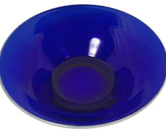 1609 - Vintage Cobalt Blue Glass Bowl 10"
