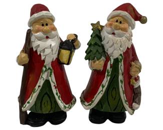 901 - 2 Wooden Santas 6"
