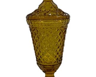 519 - Indiana Glass Diamond Point Lidded Jar 12"
