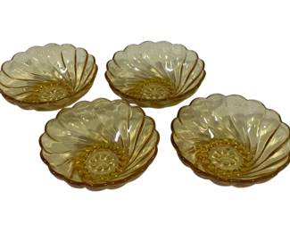 886 - 4 Amber Capri Swirl Bowls 5"
