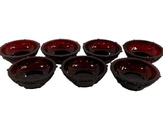 1406 - 7 Avon Ruby Red Cape Cod 5.5" Bowls
