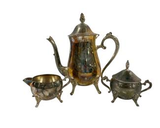 370 - Silver Plate 3pc Tea Set 10"
