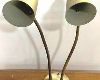2581x - Mid-Century Double Gooseneck Desk Lamp 24" Tall You are buying a used as-is electric/electronic item. We do not guarantee all components are present, and if it is not expressly stated, it is untested.
