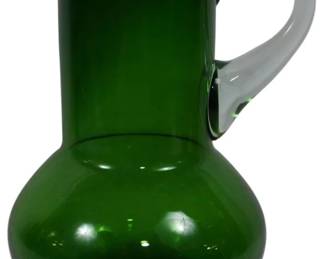 3227 - Blenko Green Glass Pitcher Vase 12"
