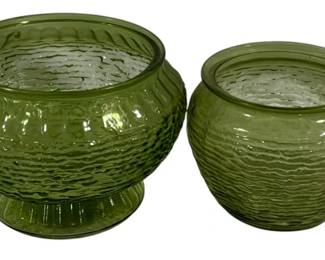 141x - 2 Vintage NAPCO Avocado Vases 6 x 8 & 6 x 5
