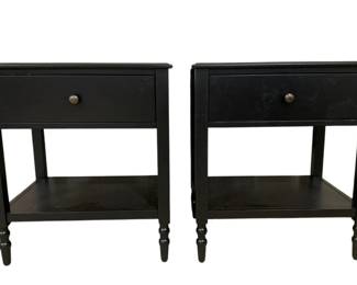 2377 - Pair Powell 1 Drawer End Tables in Black 27 x 24 x 18
