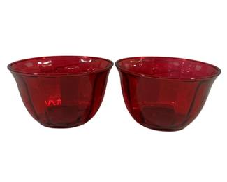 347 - Pair Red Glass Bowls 6 x 10

