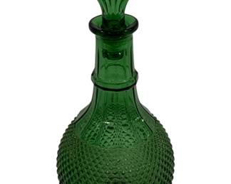 796 - Emerald Green Diamond Texture Decanter 13.25"
