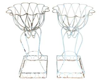 1590 - Pair Wire Metal Planters 33 x 17 x 17
